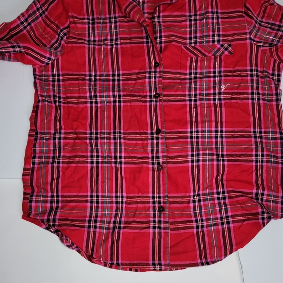 VICTORIA SECRET PLAID SLEEPWEAR SHIRT/ XS - Picture 7 of 9
